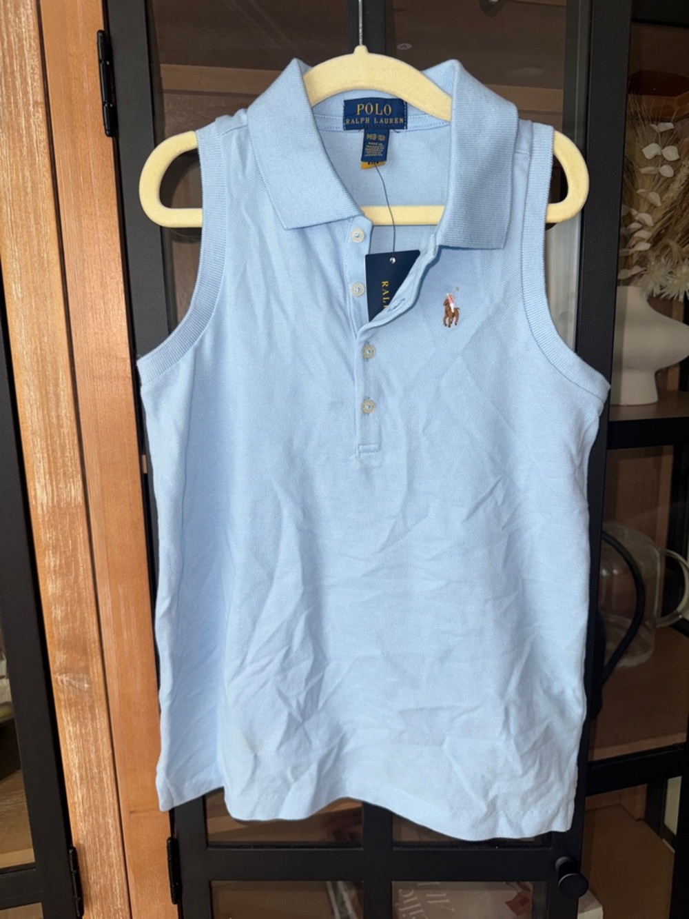 NEW Ralph Lauren Polo tank top sleeveless girl light shirt pony logo embroidered - Picture 2 of 7